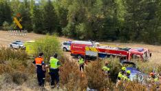 El accidentado en la N-330 ha sido atendido por numerosos servicios de emergencias.