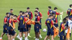 La selección, en su entrenamiento en La Romareda.