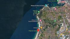 Zona de Samil en Vigo, donde la pareja comenzó la discusión.