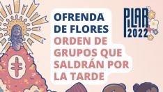 Grupos que salen en la Ofrenda de Flores 2022 en Zaragoza horario de tarde