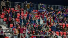 Aficionados de la SD Huesca en las gradas de Anduva, la temporada pasada.