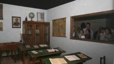 Una de las aulas recreadas en el Museo Pedagógico de Aragón, ubicado en Huesca.