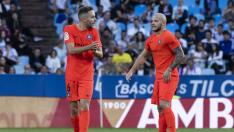 Marc Aguado, con los colores del Andorra, en su primer partido en La Romareda