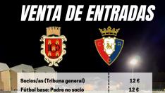Cartel anunciador de la venta de entradas para el CD Fuentes-Osasuna.