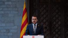 Pere Aragonès ha comparecido después del anuncio de Pedro Sánchez sobre el delito de sedición.