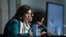 La ministra de Defensa, Margarita Robles, interviene en el discurso de apertura de la Comisión de Seguridad y Defensa (DSC)