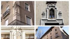 Algunas de las hornacinas, completas o vacías, que pueden verse en las calles de Zaragoza.