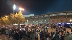 Llegada del Real Zaragoza a La Romareda.