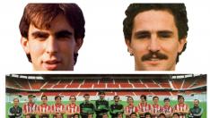 Cedrún y De la Fuente, durante la época en la que compartieron plantilla en el Athletic de Bilbao.