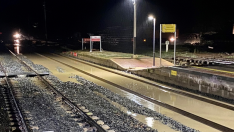 Las lluvias han ralentizado las obras de la vía del tren entre Plasencia del Monte y Ayerbe.