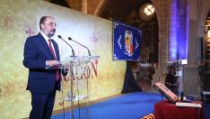 El presidente Lambán, en el acto de entrega de la medalla del Justicia al pueblo aragonés.