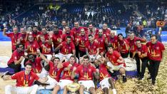 La selección española de baloncesto celebra el título europeo, el pasado mes de septiembre.