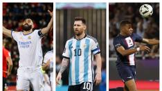 Leo Messi, Karim Benzema y Kylian Mbappé, finalistas al premio 'The Best'
