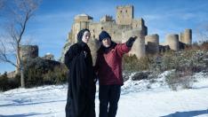 Un momento del rodaje de 'La abadesa' en el castillo de Loarre.