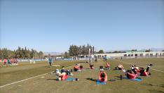 La SD Huesca se ha ejercitado este lunes en el Pirámide.