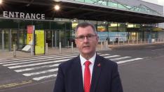 El líder del Partido Democrático Unionista de Irlanda del Norte (DUP), Jeffrey Donaldson.