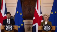 Rishi Sunak y Ursula von der Leyen llegan a un acuerdo en Windsor, Reino Unido.