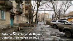 Así suenan las bombas en el entorno de Bajmut, en Ucrania