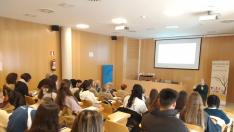Fernando Simón, durante la charla que ha impartido en Teruel en el marco de un curso sobre salud y cambio climático