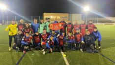 Los jugadores del Fuentes, con la camiseta de Osasuna durante el entrenamiento del martes.