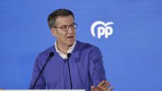 El líder nacional del PP, Alberto Núñez Feijóo, durante un acto del PP en A Coruña este sábado.