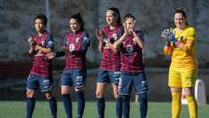 Varias jugadoras del primer equipo femenino de la SD Huesca.