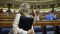 Yolanda Díaz, a su llegada este martes al Congreso