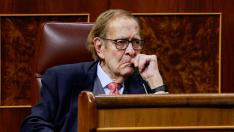 Ramón Tamames en el Congreso durante el debate de la moción de censura.