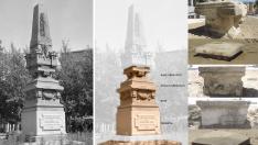 Conjunto identificado y piezas del monumento a los defensores del reducto del Pilar. Montaje realizado por L. Fran Ríos Raffo
