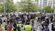 Concentración de apoyo a los pacientes con covid persistente, este sábado en Zaragoza.