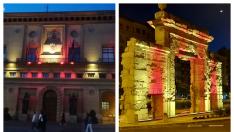 El Ayuntamiento y la Puerta del Carmen se iluminan para conmemorar el Día de Aragón