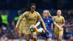 La zaragozana Salma Paralluelo, en el partido Chelsa-Barcelona, ida de las semifiales de la Champions