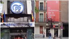 Acto vandálico en las fachadas de las sedes del PP y el PSOE en Madrid