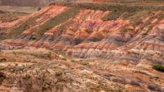 Panorámica de uno de los afloramientos de la Formación Escucha en el entorno de Ariño (Teruel)