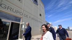 La ministra de Defensa, Margarita Robles, este viernes en su visita a la Base Aérea de Zaragoza.