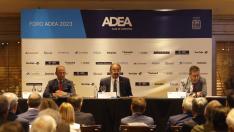 El presidente aragonés, Javier Lambán, en su intervención de este miércoles en el foro de candidatos autonómicos de ADEA.