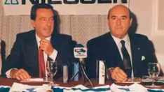 Iñaki Alkiza -izquierda- durante su etapa como presidente de la Real Sociedad