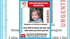 Desaparece una niña de 2 años en Zaragoza.