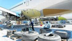 Planta de reciclado de aviones de Tarmac en el aeropuerto de Teruel.