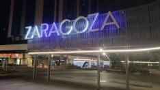 Fotografía de la nueva luminaria LED en la plaza de Salamero (Zaragoza).