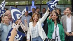 Fiesta fin de campaña del candidato del PP a la Presidencia de Aragón, Jorge Azcón, y a la Alcaldía, Natalia Chueca, en el Aura de Zaragoza