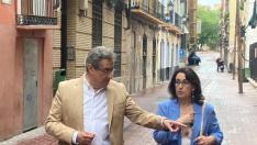Julio Calvo y Eva Torres, en la visita a la zona de Zamoray-Pignatelli este viernes.