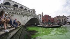 Aparece una mancha verde fosforescente en el Gran Canal de Venecia