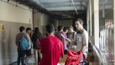 Varios jóvenes, antes de uno de los ejercicios de la segunda jornada de la Evau.