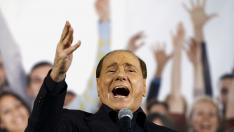 FILE PHOTO: Forza Italia party (PDL) leader Berlusconi speaks during Northern League rally in Bologna