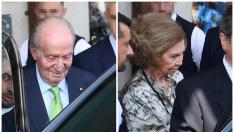 Los reyes Juan Carlos y Sofía a su salida del hotel