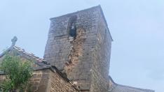 Daños en la iglesia parroquial de San Pedro en Arbués, localidad perteneciente al municipio de Bailo