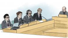 Dibujo del juicio del cirujano Paolo Macchiarini en Suecia.