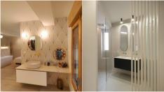 Dos baños, uno reformado y el otro construido de cero, de dos viviendas de Zaragoza.