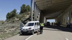Imágenes del accidente en el que ha muerto el alcalde de Zuera, Luis Zubieta